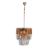 Lustre Zero Quattro en verre taillé marron de Murano Italie 1970