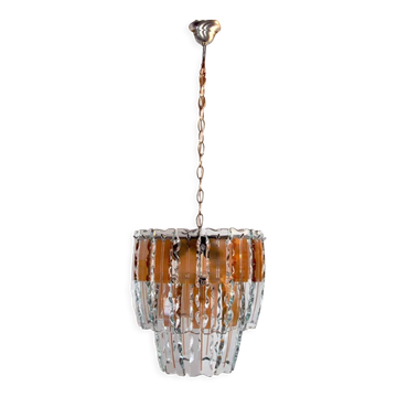 Zero Quattro chandelier brown cut glass Murano Italy 1970