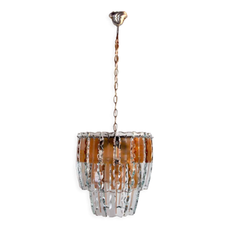 Zero Quattro chandelier brown cut glass Murano Italy 1970