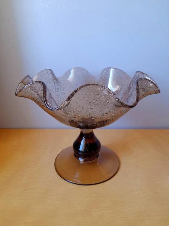 Coupe en Verre Soufflé Bullé Riom 1960
