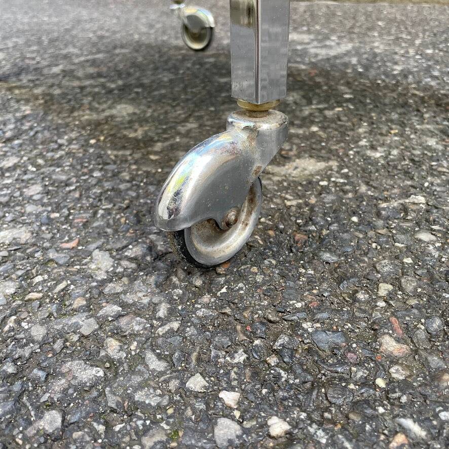 Chrome rolling serving cart from the 1950s-60s