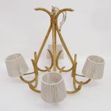 4-light rattan and rope pendant light, 1960-1970.