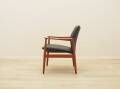 Lounge chair by Grete Jalk, solid teak frame, black leather upholstery, Denmark, 1970s