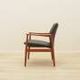 Lounge chair by Grete Jalk, solid teak frame, black leather upholstery, Denmark, 1970s