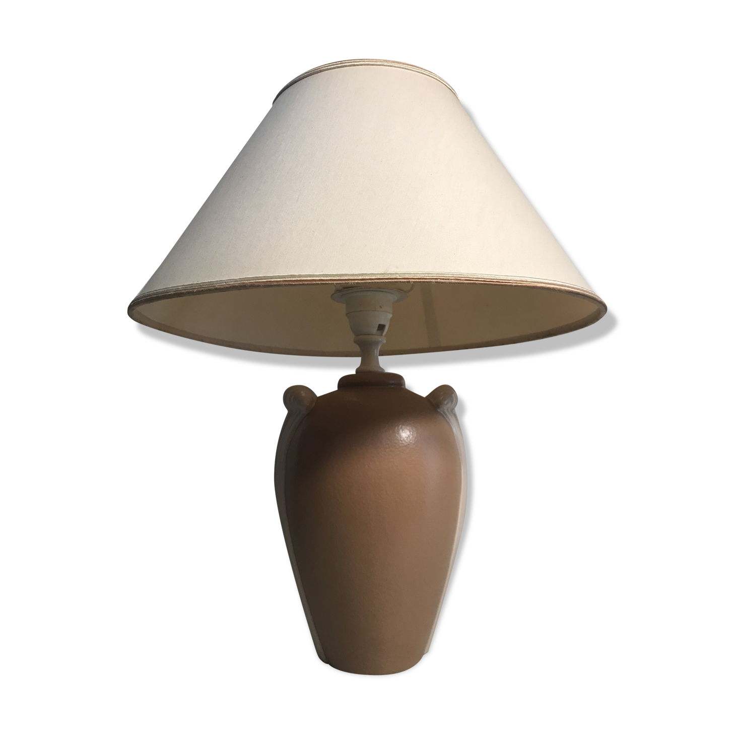 Old beige ceramic body lamp - abat-day vintage cream