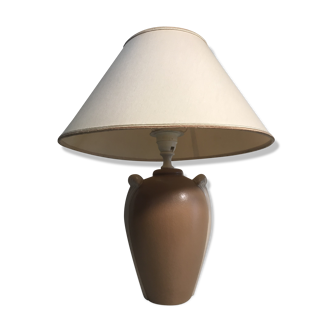 Lampe corps céramique beige abat-jour crème vintage