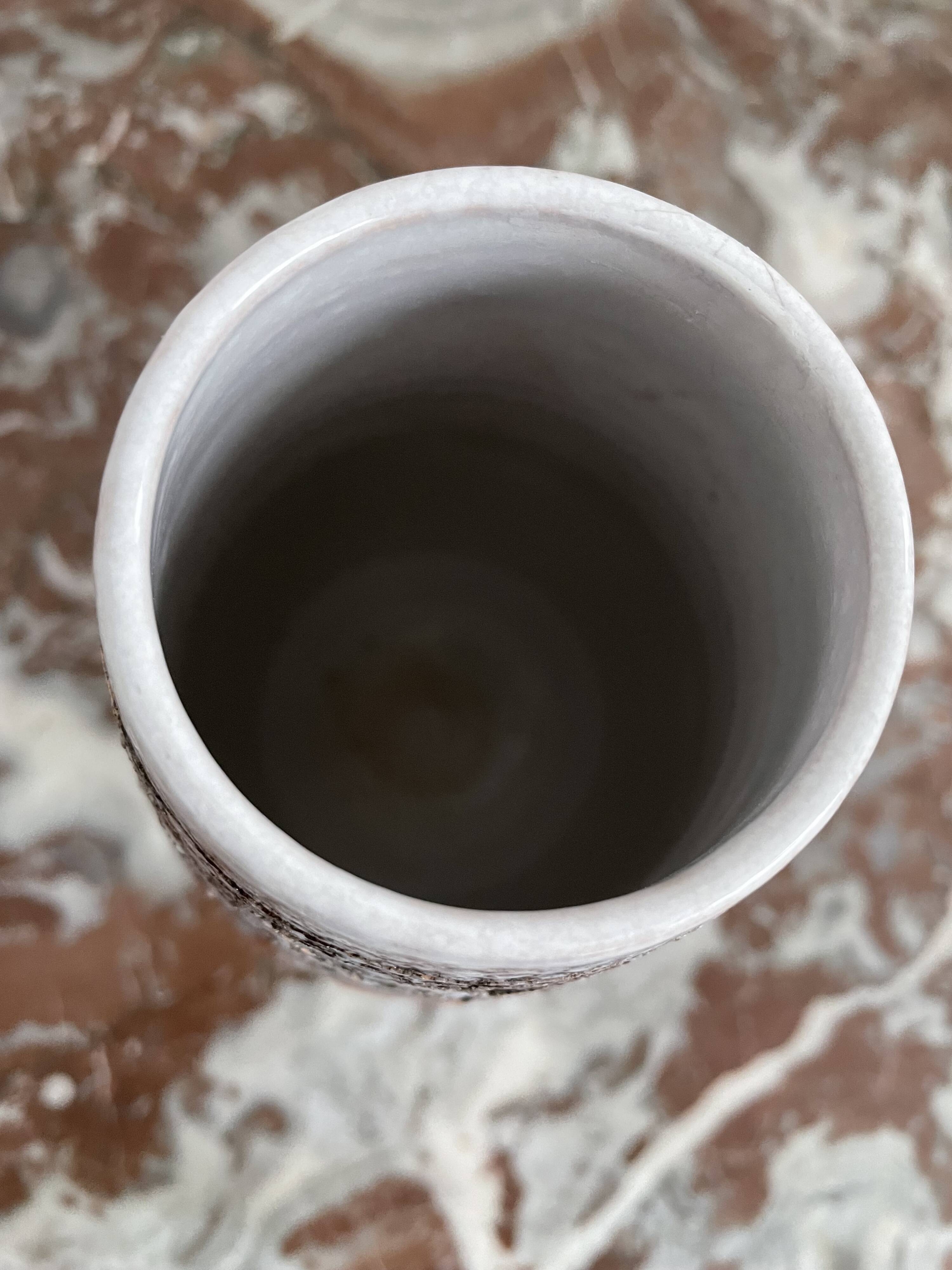 Vintage, vase, Fratelli Fanciullacci sgraffito, 50s, orange, leaf decoration, signed, numbered