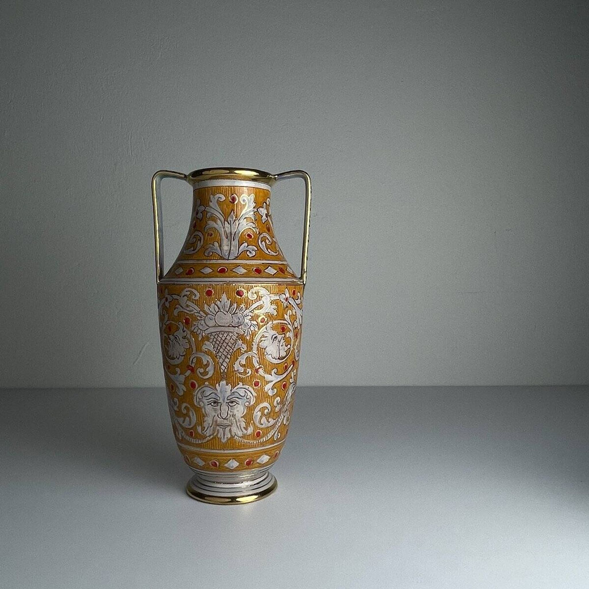 Antique ceramic vase by Serafino Volpi for Deruta, Italy, 1950s.