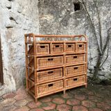 Vintage rattan chest of drawers