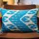 Hand Crafted Silk Ikat Lumbar Cushion Cover, Sky Blue Wave Pillow Case