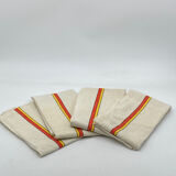 Set of 4 old, vintage, linen tea towels