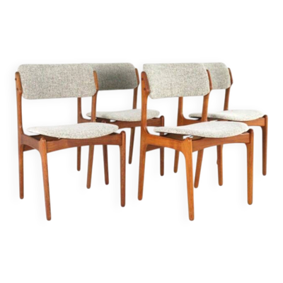 Ensemble de 4 chaises Erik Buch pour O.D. Møbler modèle 49 'Bur' - nouvelle tapisserie