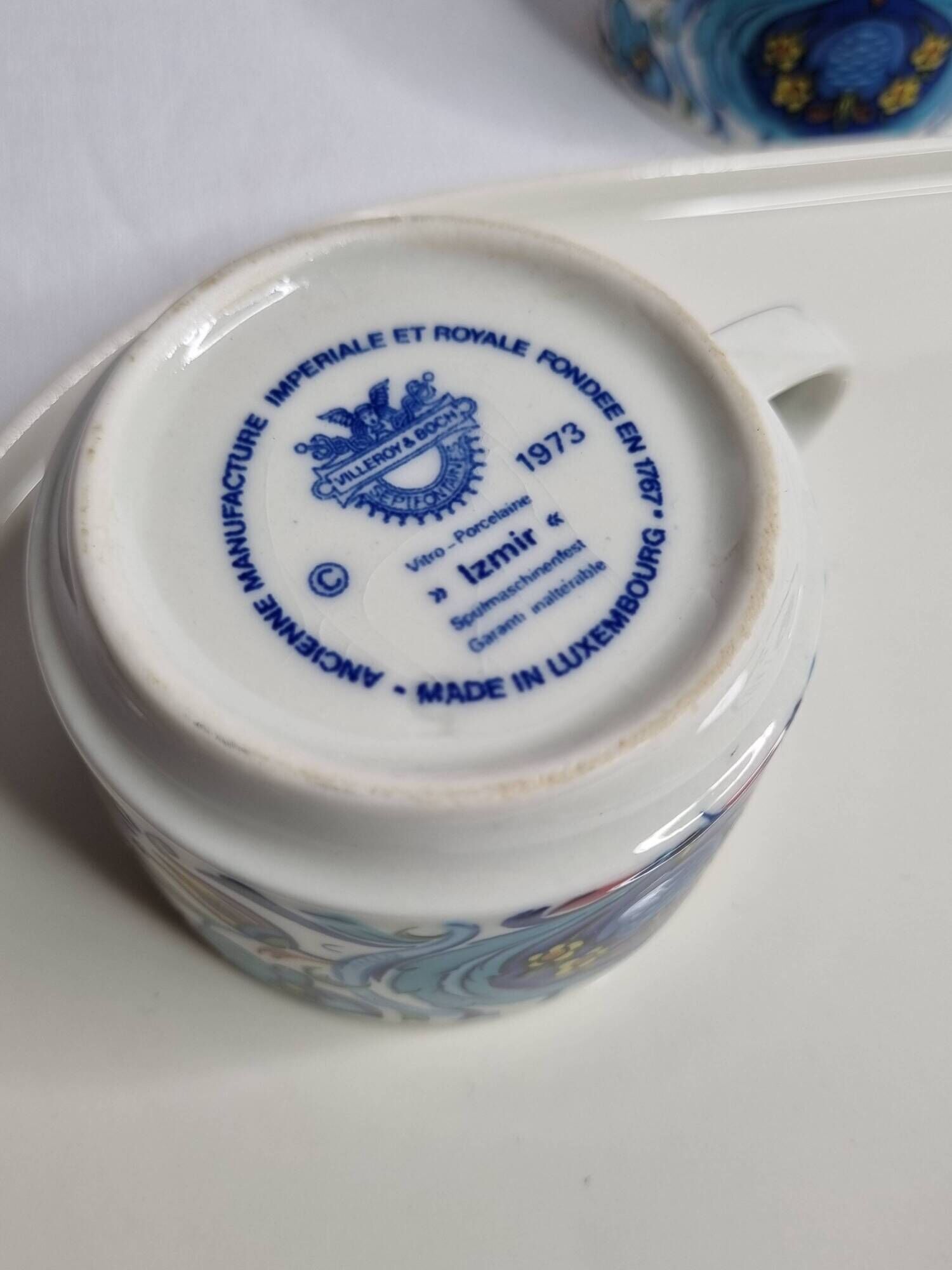 Coffee service, four cups and a tray, Izmir, Villeroy and Boch, 1970s