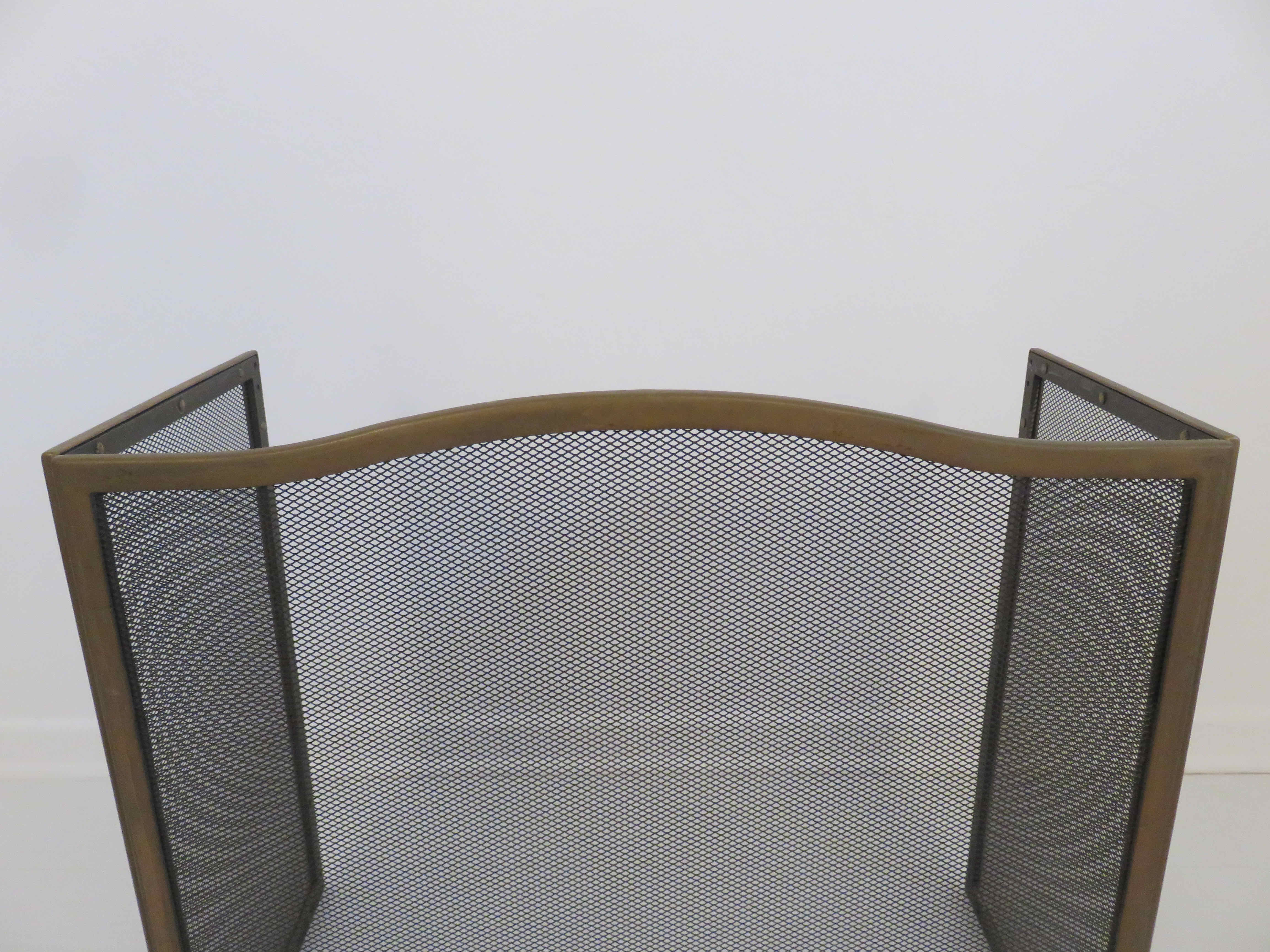 3-panel brass fireplace screen 70s