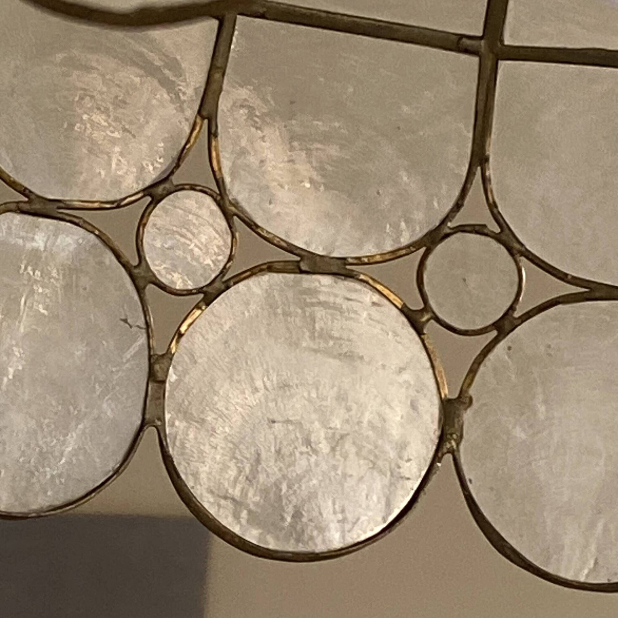 Suspension lampshade in mother-of-pearl 1950 vintage light fixture