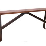 Old Burmese teak bench and wrought iron base