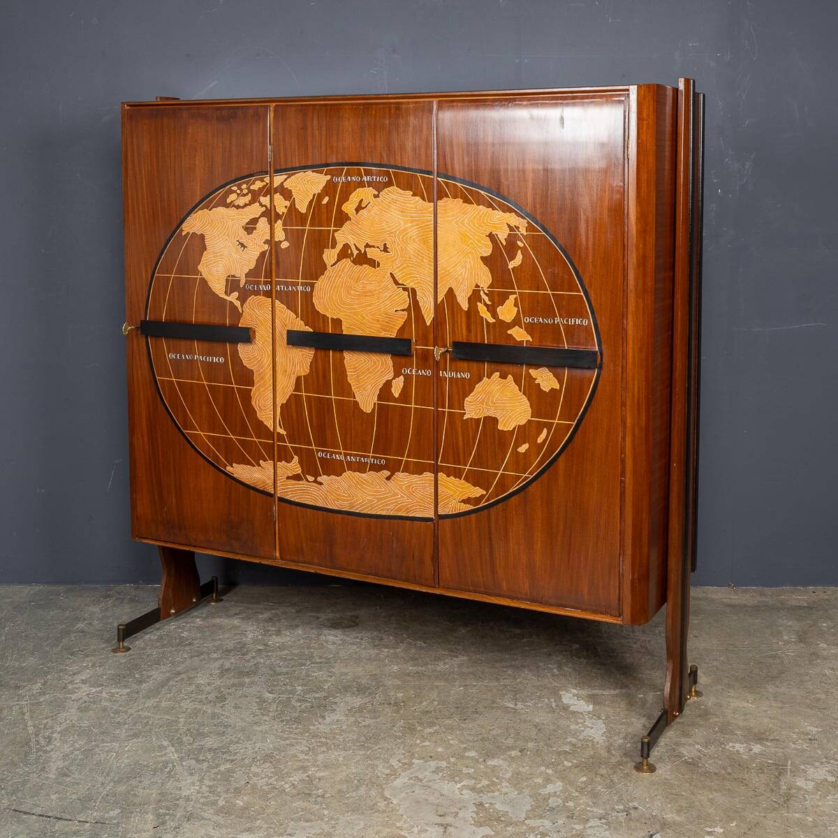 20thc italian stylised "map of the world" cabinet c.1950