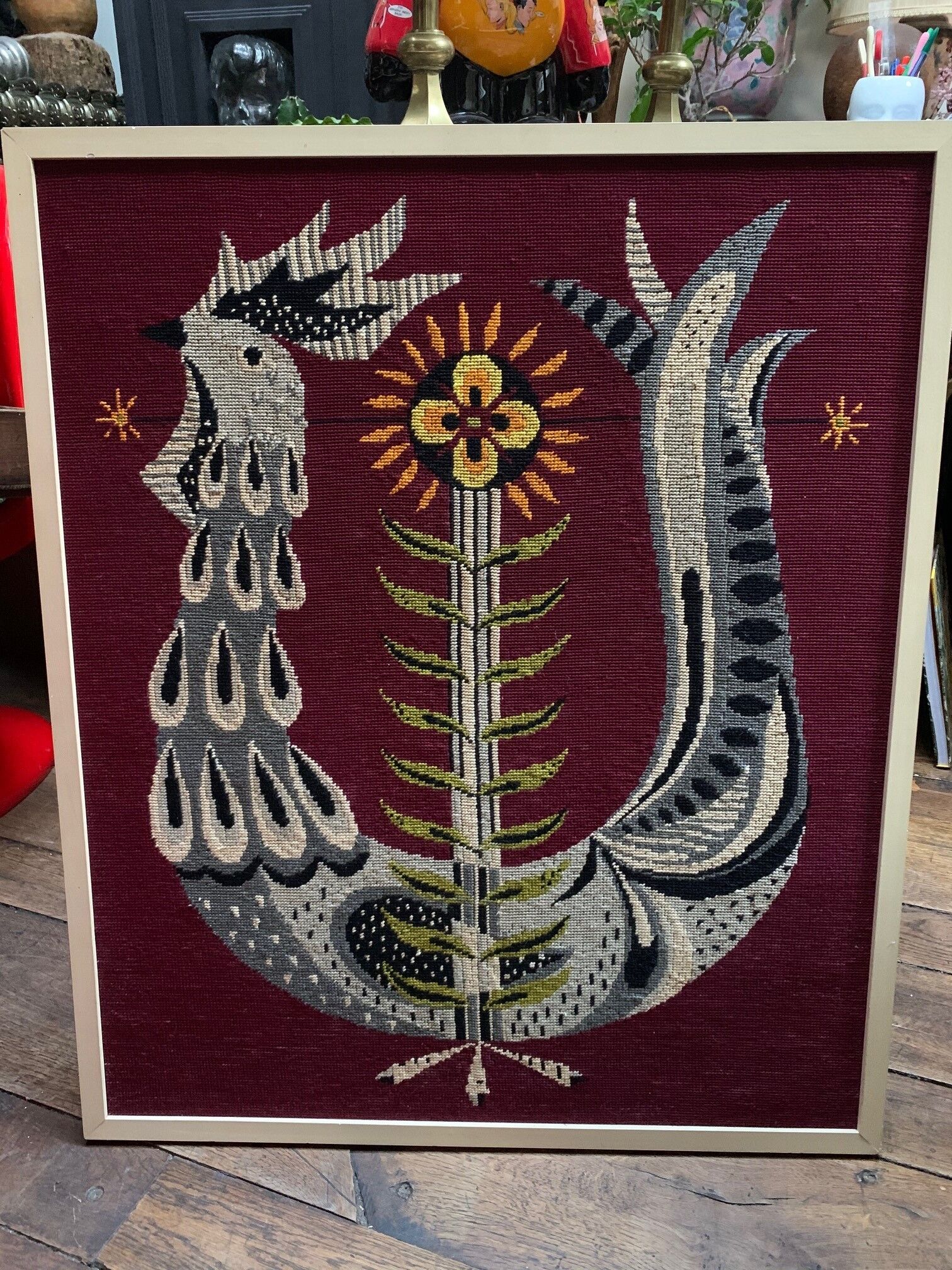 Frame canvas vintage rooster style Jean Lurcat