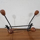 Vintage wall coat rack - Varnished wooden coat rack