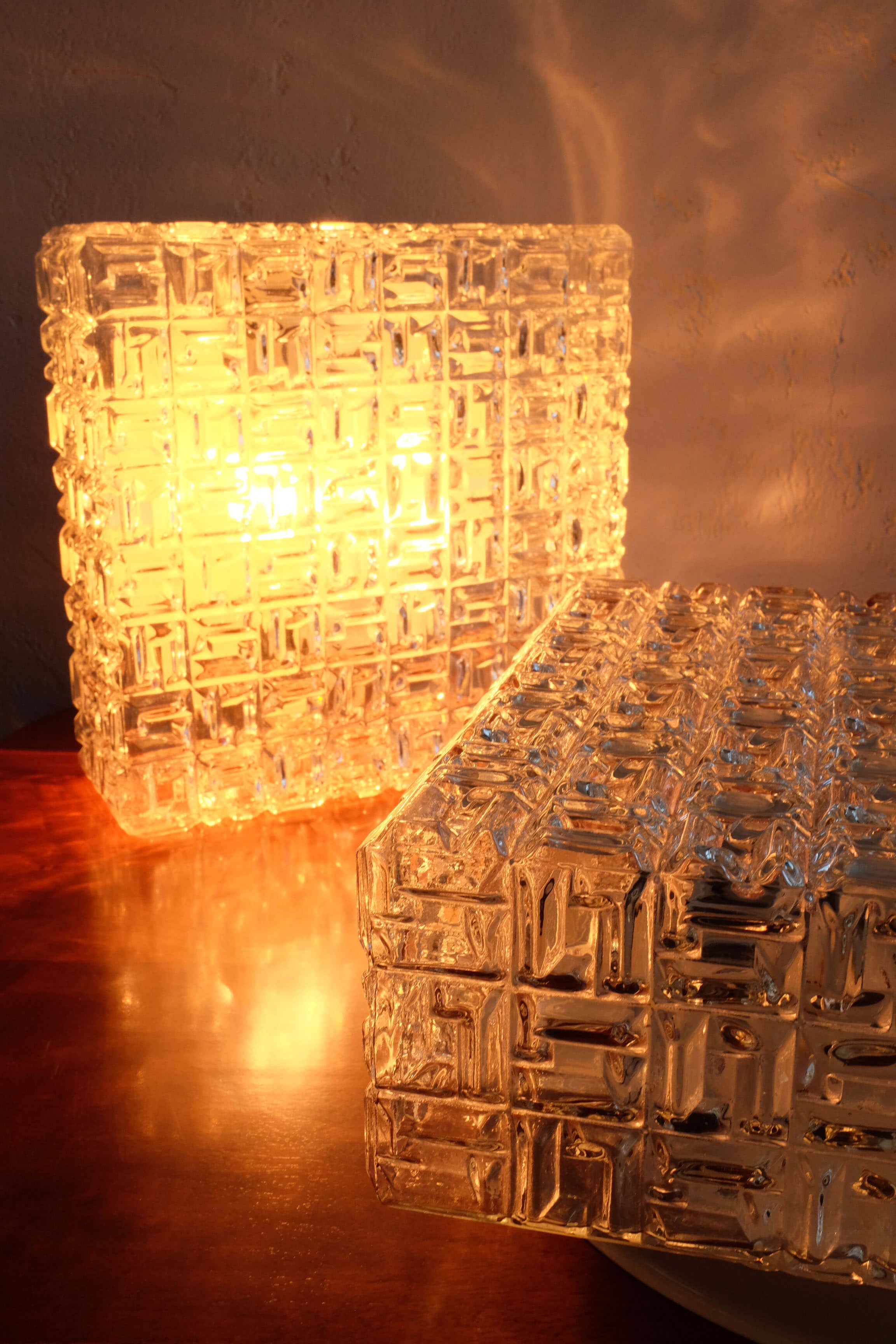 Czechoslovakian glass wall lamps by osvětlovací sklo, 1980s