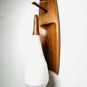 Floating Wall Lamp In Wood & Matt Opal Glass By Philips, The Netherlands, 1950S