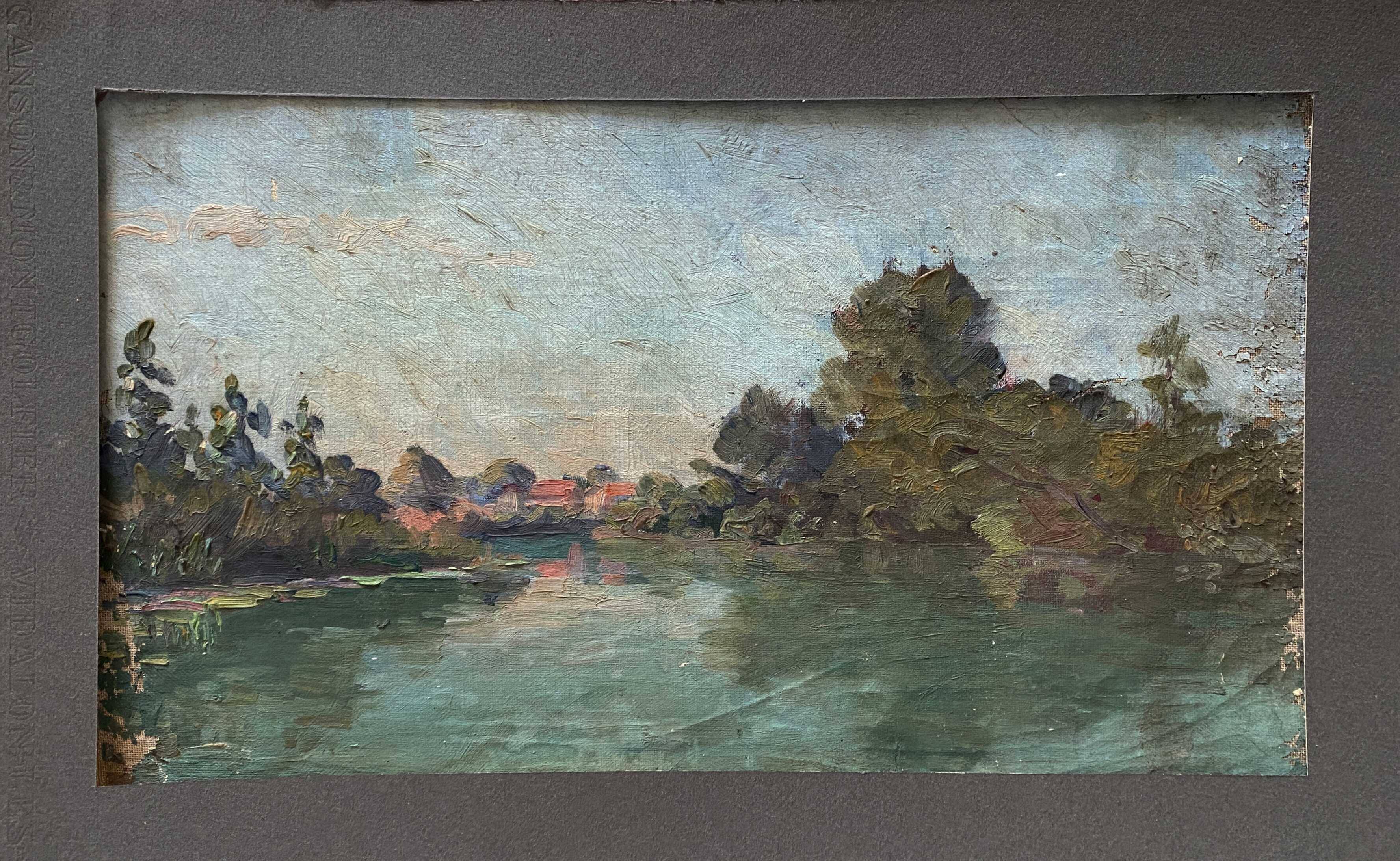 HST painting "Countryside landscape with river" by Pierre BONNEROT (1891-1981)