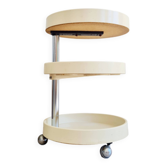 Desserte ronde vintage en plastique crème