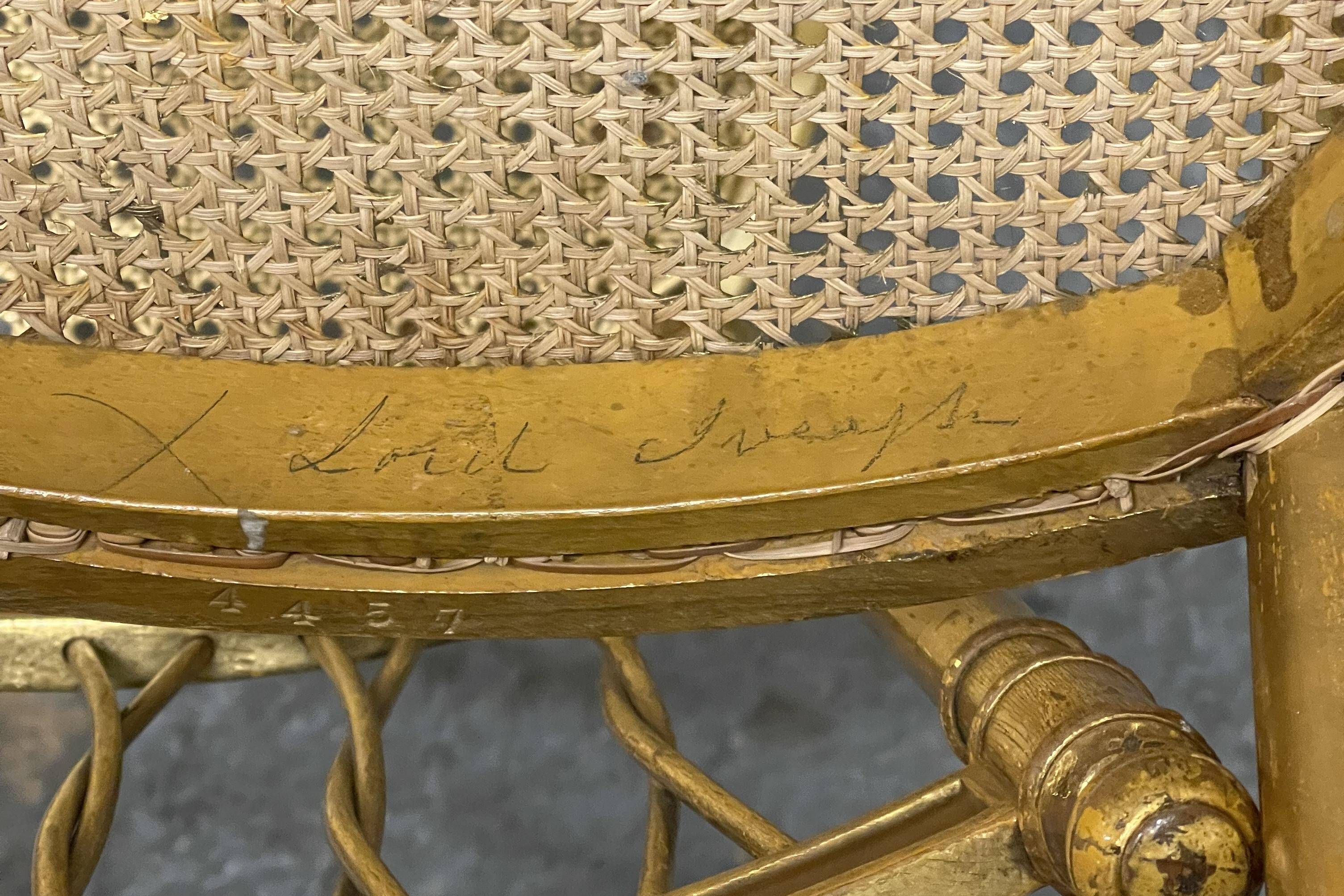 Spencer family gilded wooden bergère bench chair