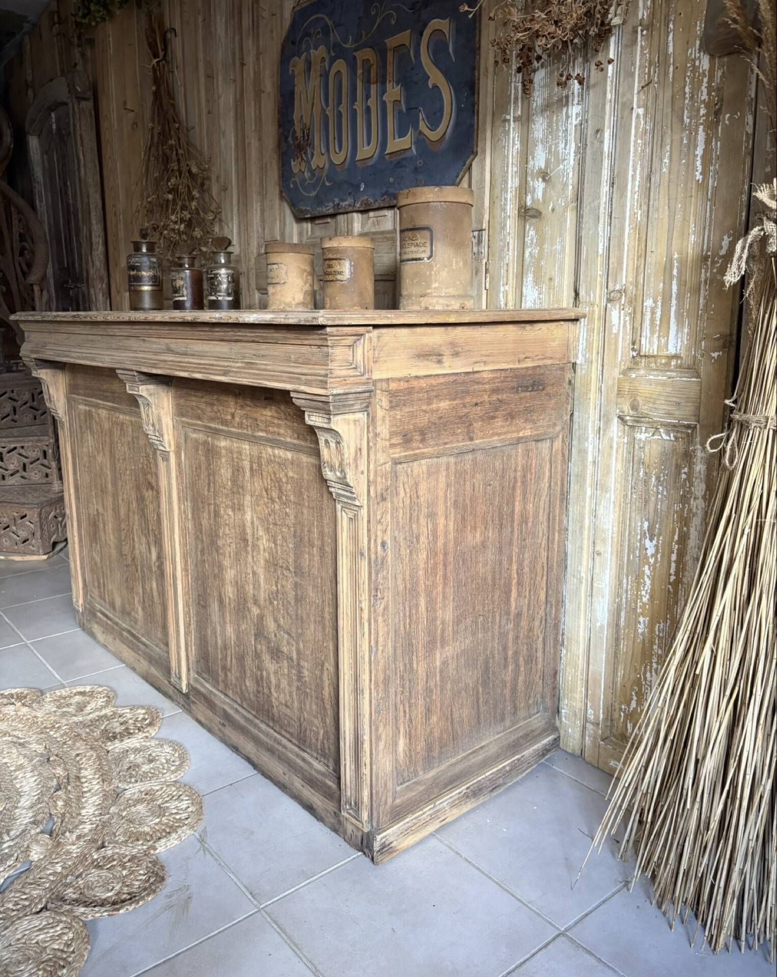 Magnificent Antique Oak Trade Counter with Numerous Drawers