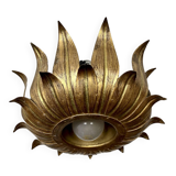 Ceiling light, Hans Kögl, sunflower model in gilded metal, 1950s.