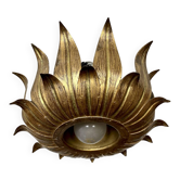 Plafonnier, Hans Kögl, modèle tournesol en métal doré, années 1950