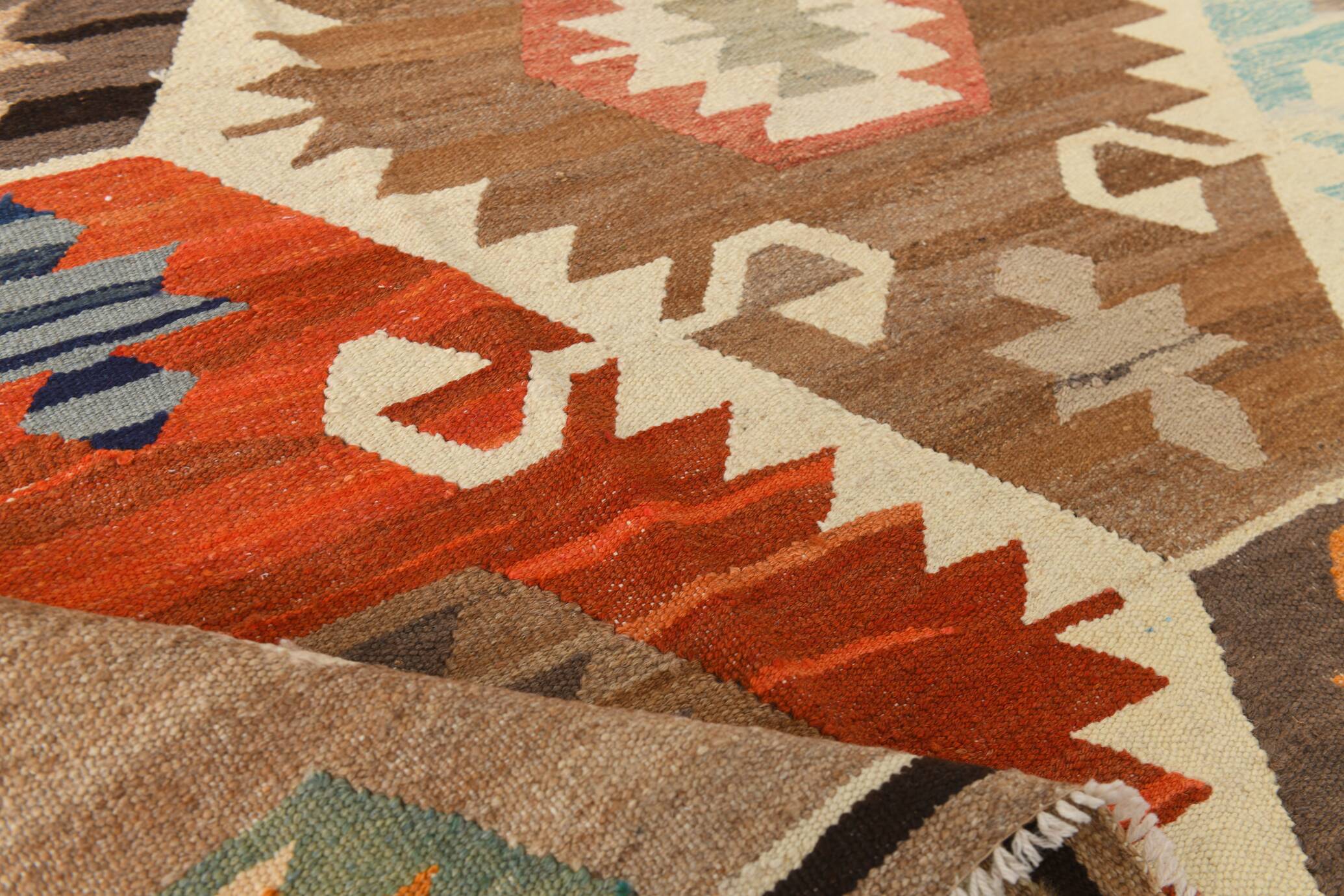 Turkish Multicolor Tribal Vintage Kilim Rug, 298x392Cm