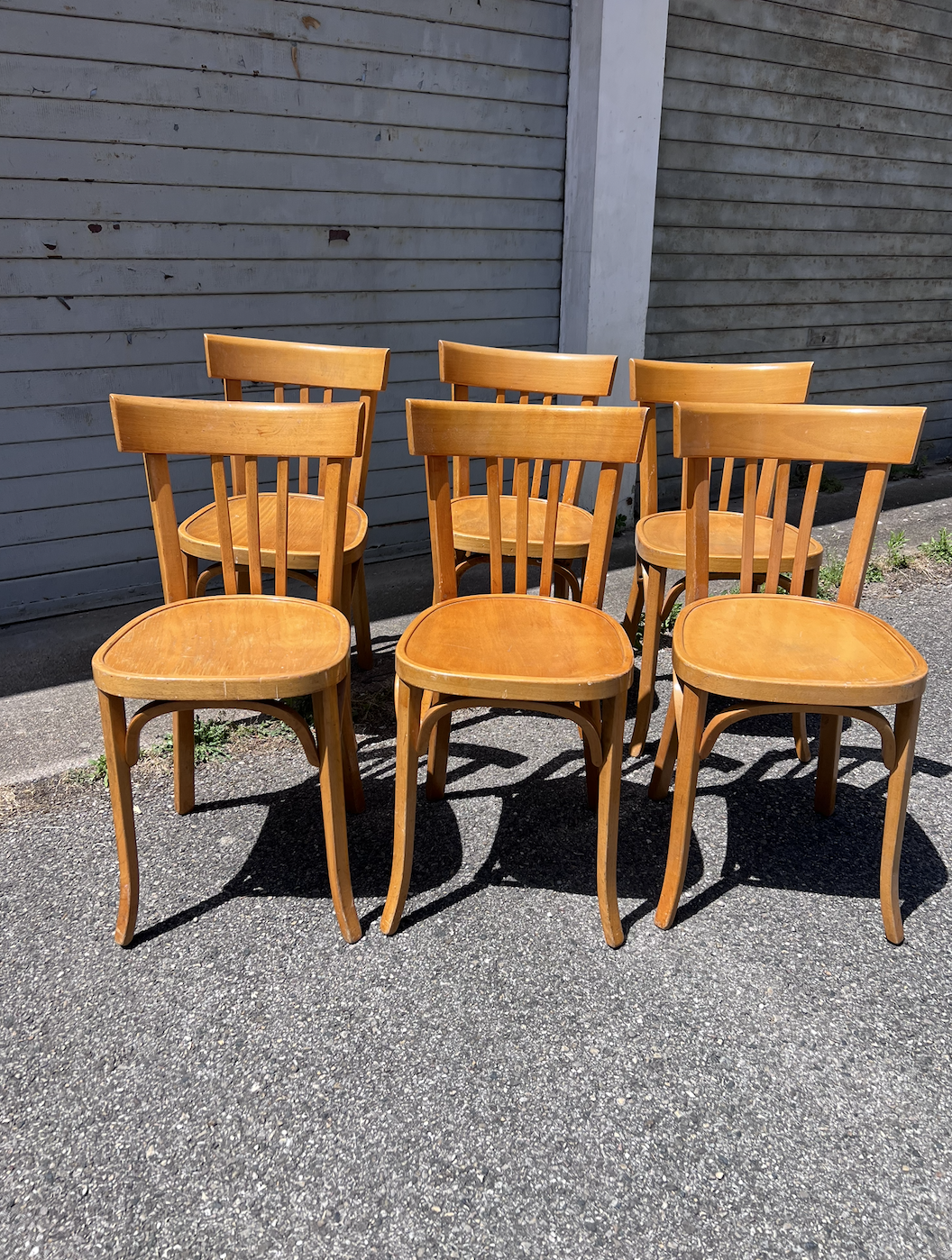 (Lot) 6 chaises Baumann bois clair