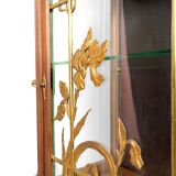 Art Nouveau display case, bronzes and carved wood on a floral theme, circa 1900