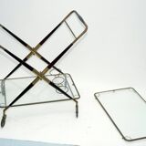 Cesare Lacca, Mid-Century Brass and Wood Bar Cart, Italy, 1950s