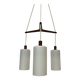 Mid-century design pendant lamp teak and opaline glass , 1970s