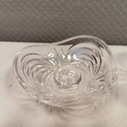 A set of beautiful rock crystal glass candle holders from Swedish Orrefors. Estimated 1970s.