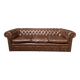 brown leather 3-seater Chesterfield sofa