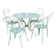Salon de jardin 1 table 4 fauteuils fer forgé ancien vert Provence