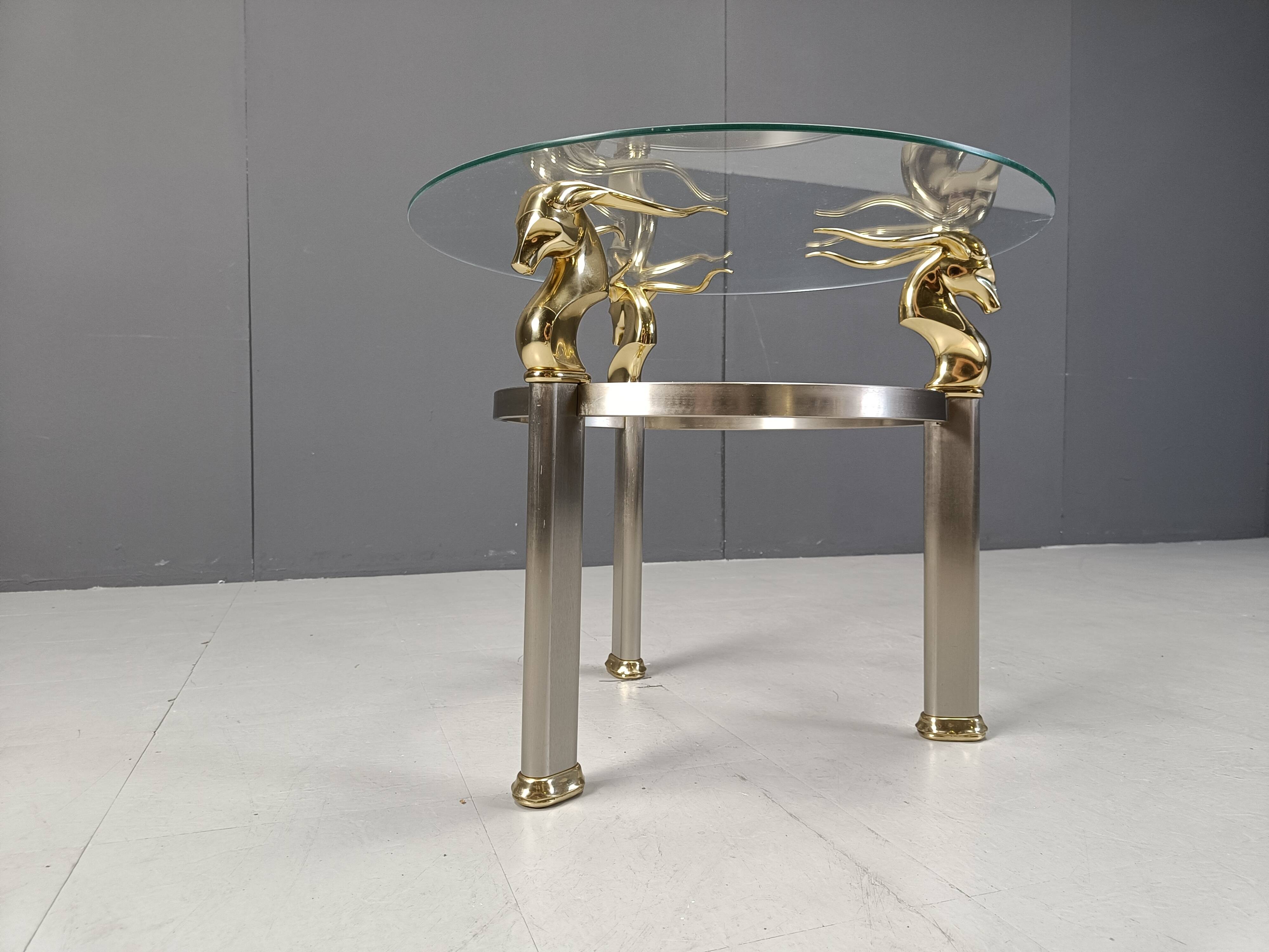Vintage brass side table in the shape of an ibex or antelope, 1970s