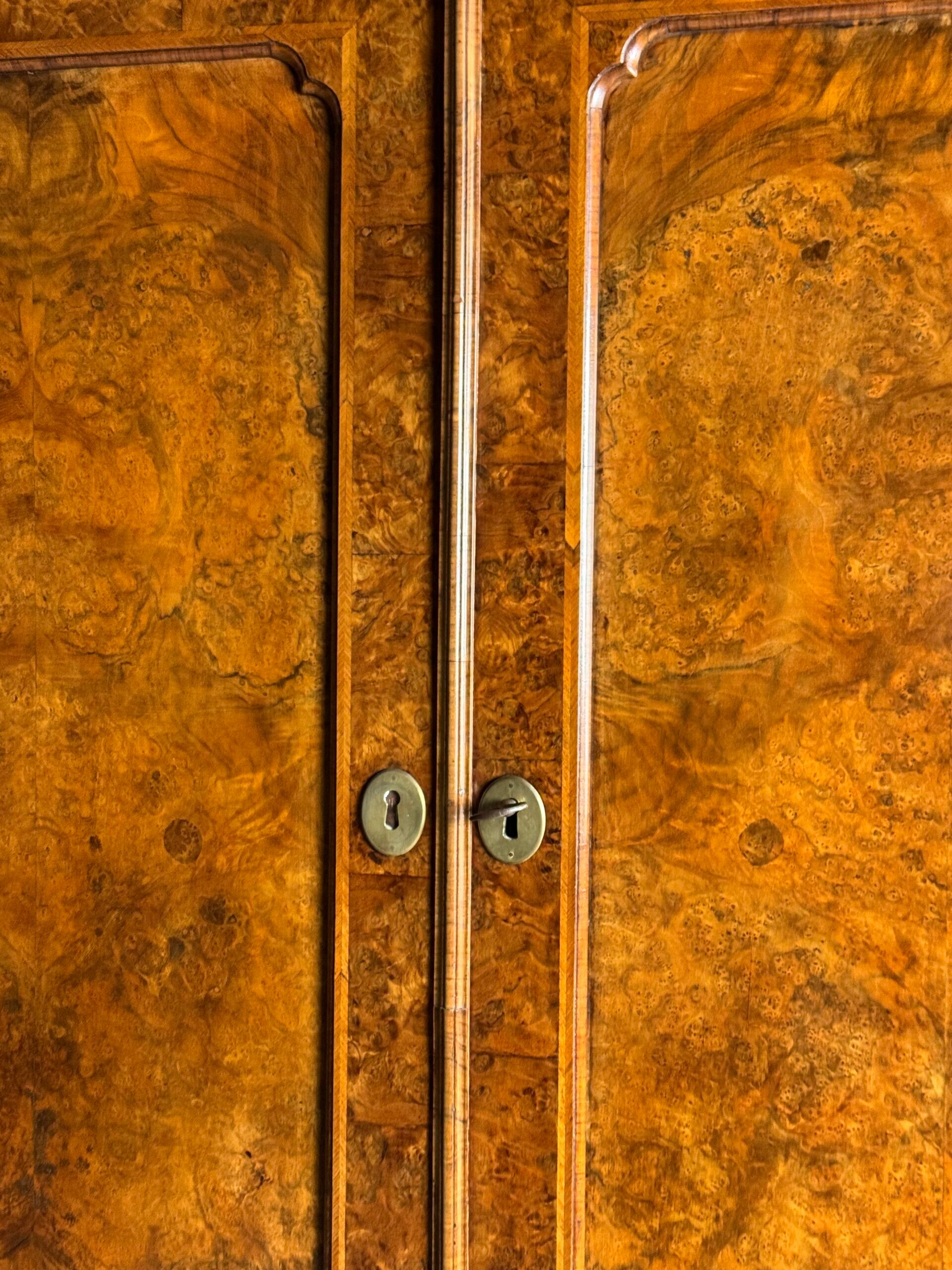 Burr walnut bureau bookcase 19th century