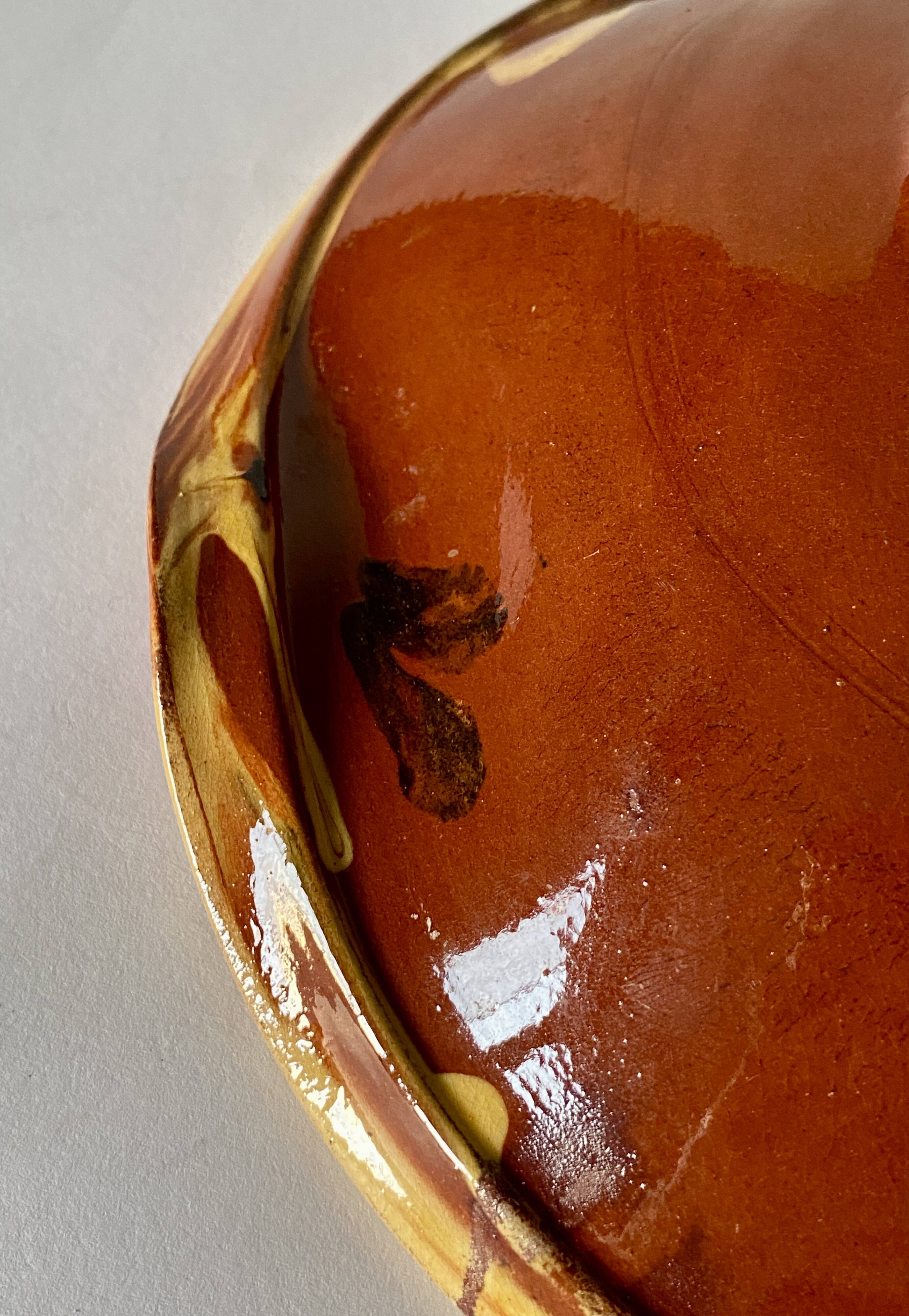 Dish on foot, glazed Provençal ceramic