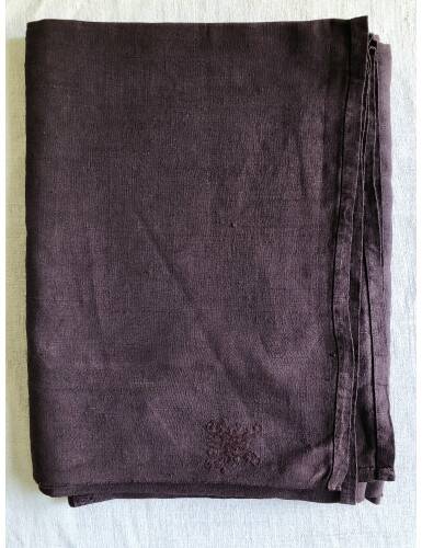 Vintage Eggplant Dyed Hemp Tablecloth