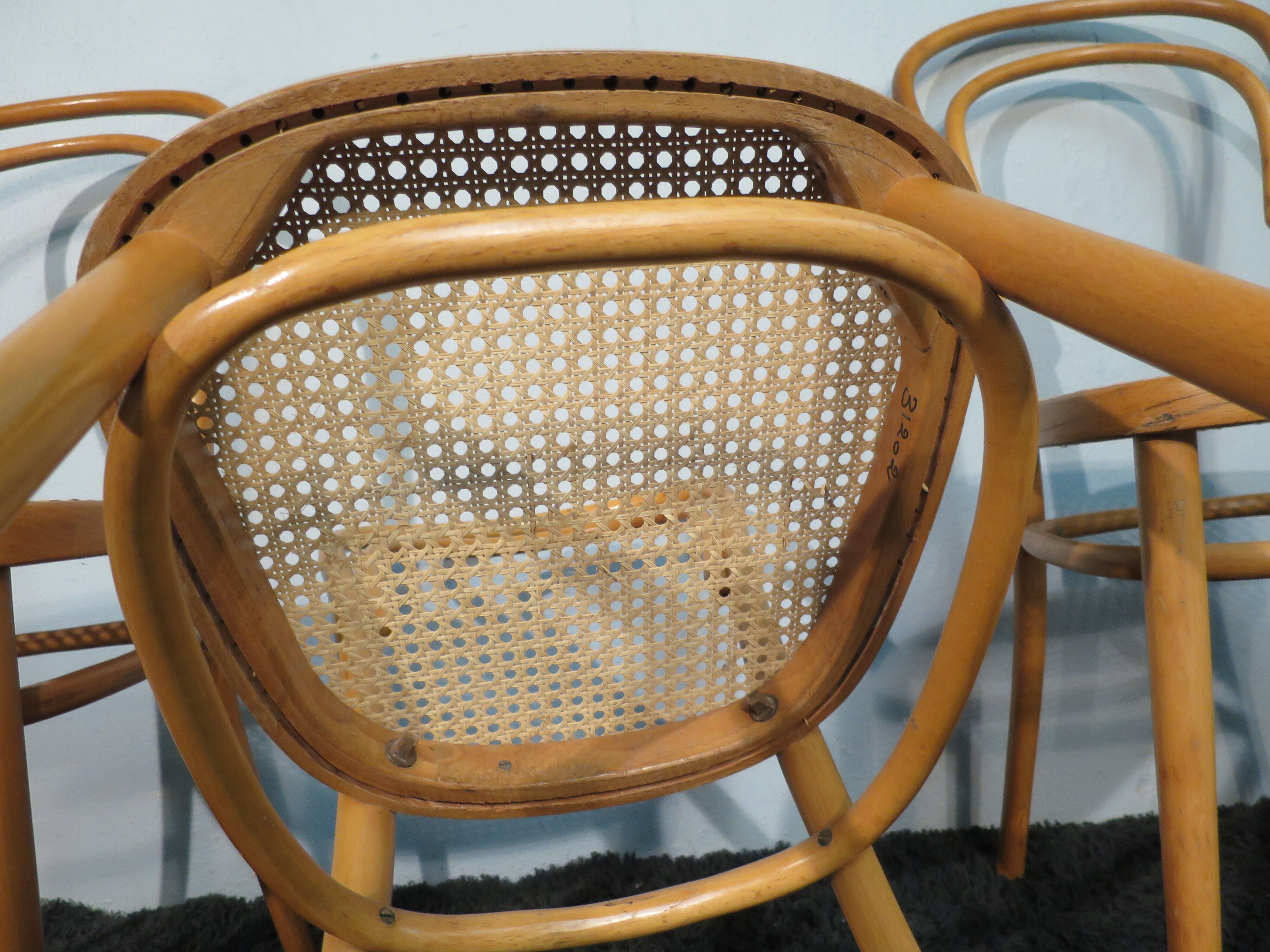 Set de 4 chaises cannées hêtre courbé
