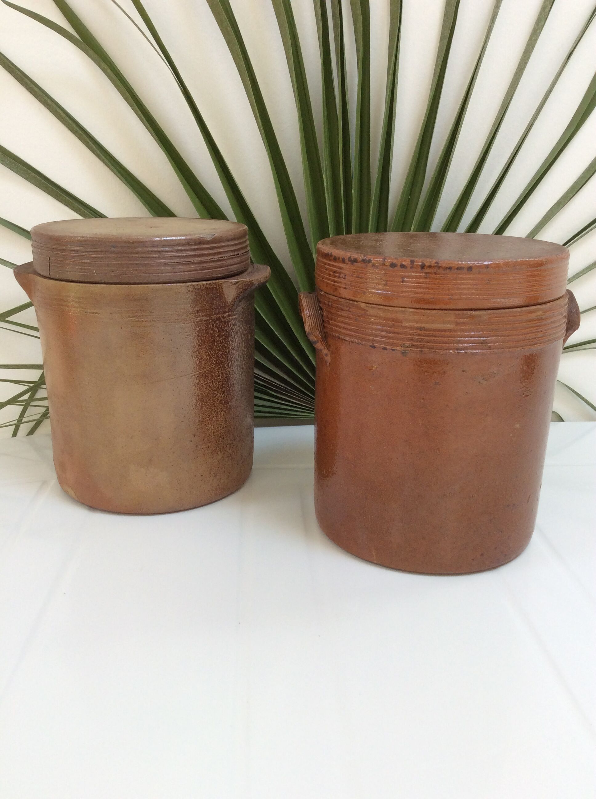 Old charentais stoneware pot with lid