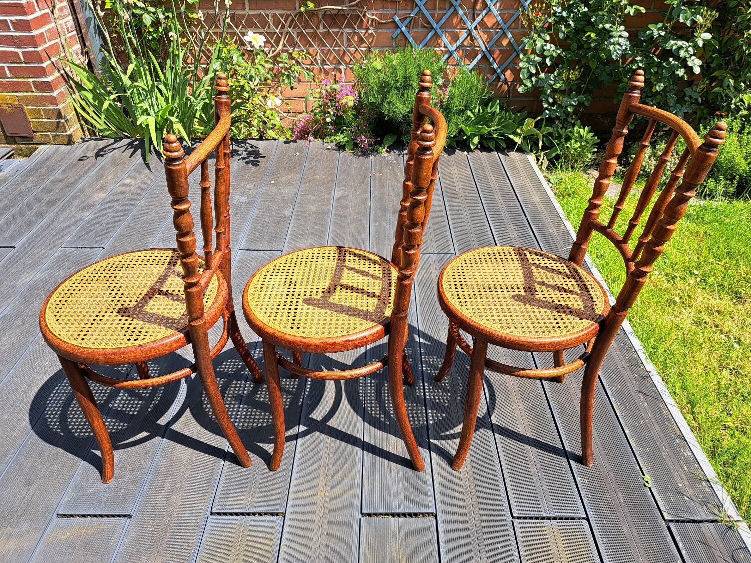 Set of 6 Fischel chairs in cane wood