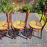 Set of 6 Fischel chairs in cane wood