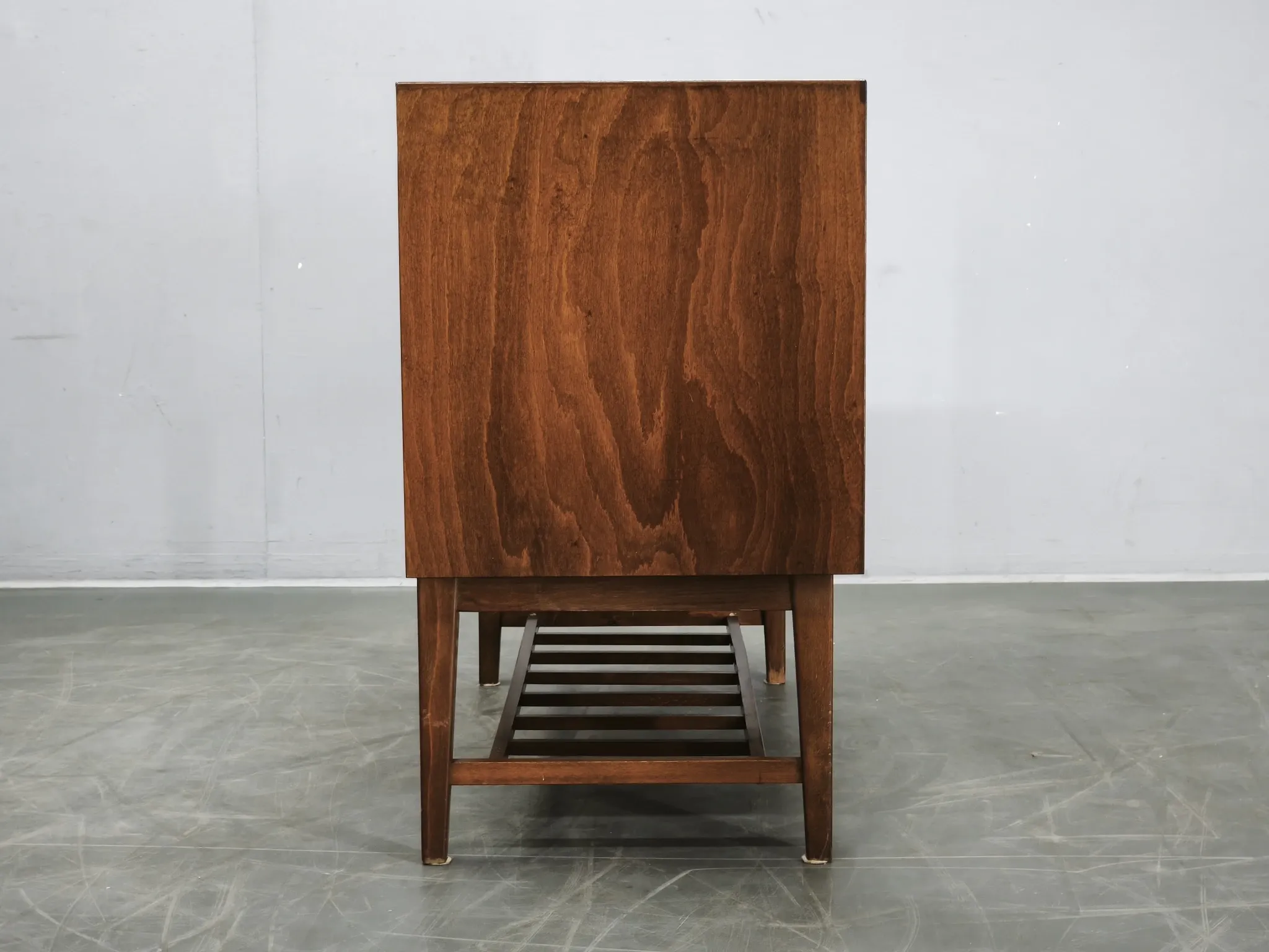 1960s Danish Modern Beech Wood Bar Cabinet with Tambour Door