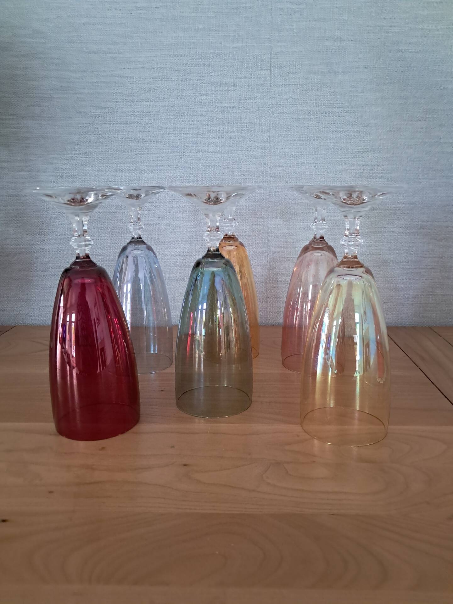 6 coloured crystal champagne flutes