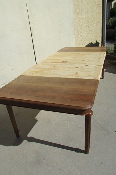 Art Deco square table in solid walnut, 14 people